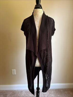 DKNY Jeans Open-Front Short Sleeve Cardigan Duster